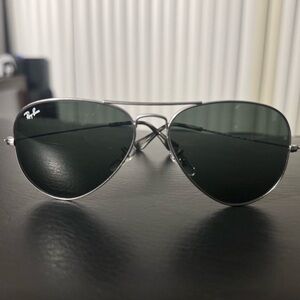 Ray-Ban Silver and Black Aviator Sunglasses